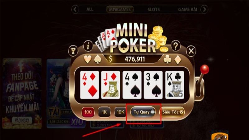 Các mức thưởng khi thắng mini poker